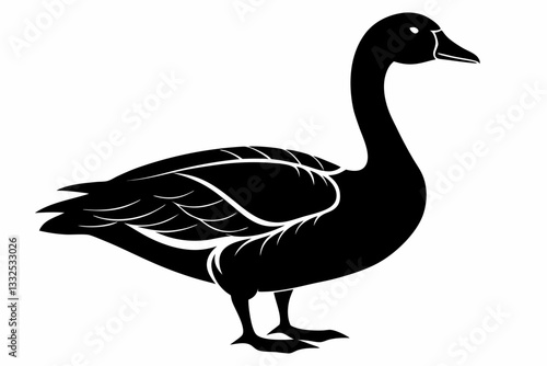 greylag goose line art silhouette vector illustration