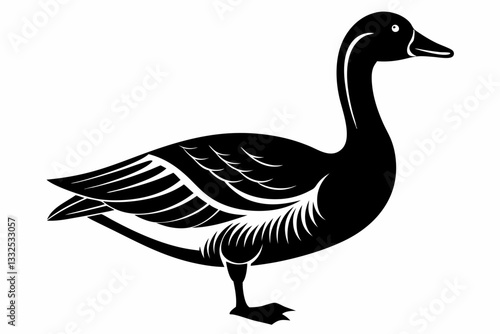 greylag goose line art silhouette vector illustration