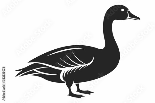 greylag goose line art silhouette vector illustration