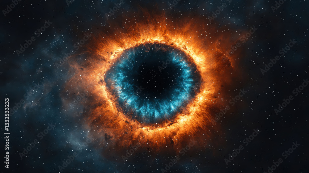Stunning cosmic image depicting eyelike nebula with vibrant colors in space Stunning cosmic image depicting eyelike nebula with vibrant colors in space