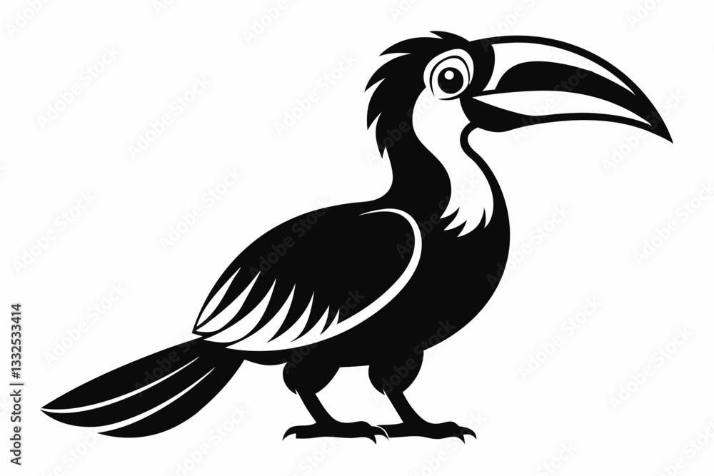 hornbill line art silhouette vector illustration hornbill line art silhouette vector illustration