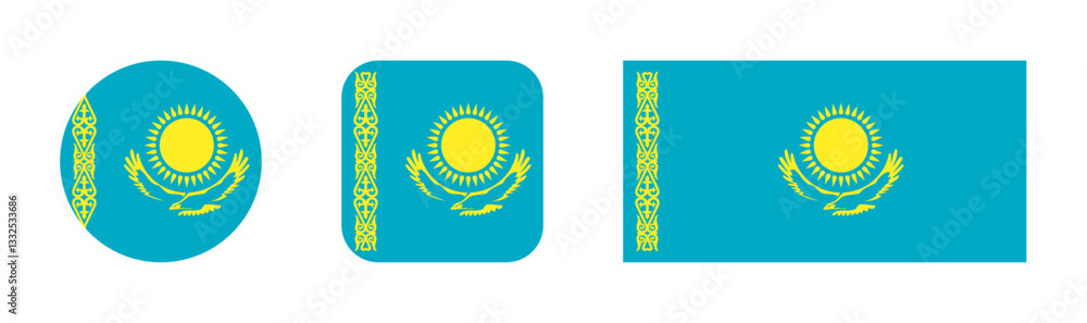 Fototapeta premium Kazakhstan flag icon set