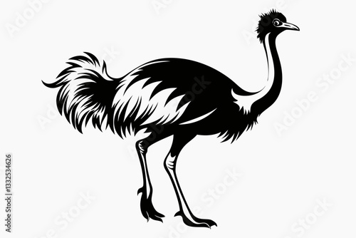 ostrich line art silhouette vector illustration