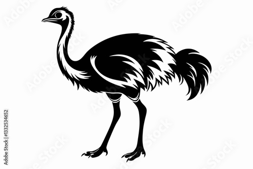 ostrich line art silhouette vector illustration