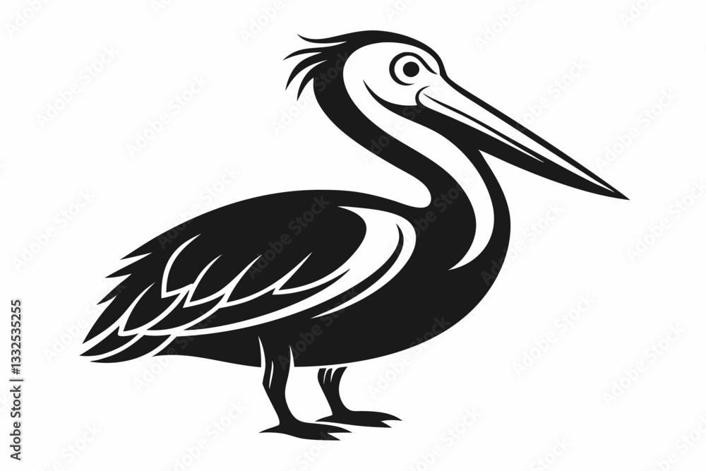 Fototapeta premium pelican line art silhouette vector illustration