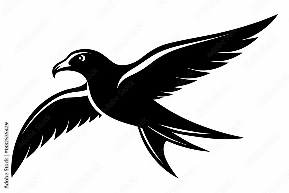 Fototapeta premium petrel bird line art silhouette vector illustration