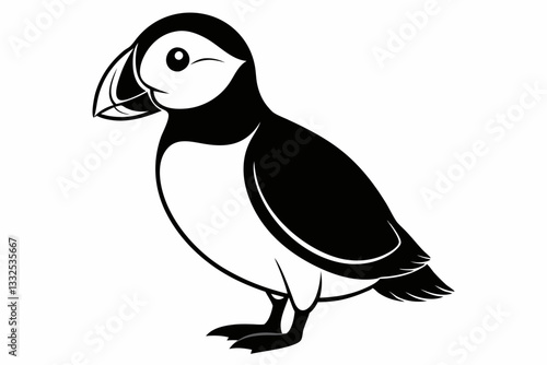 puffin line art silhouette vector illustration