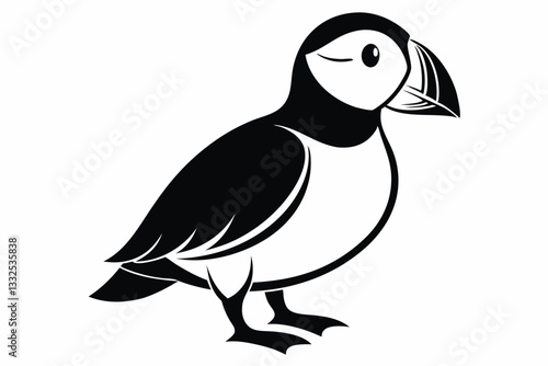 puffin bird line art silhouette vector illustration