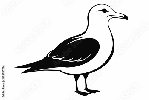 seagull line art silhouette vector illustration