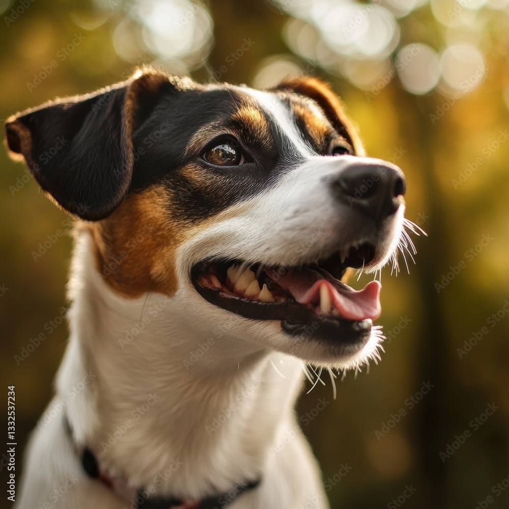 Happy dog enjoying a sunny day in the park surrounded by green trees and soft sunlight Happy dog enjoying a sunny day in the park surrounded by green trees and soft sunlight