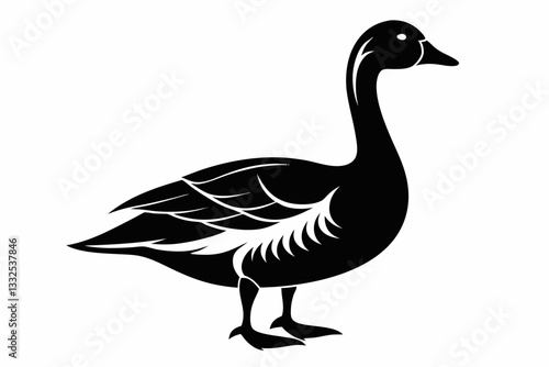 snow goose line art silhouette vector illustration