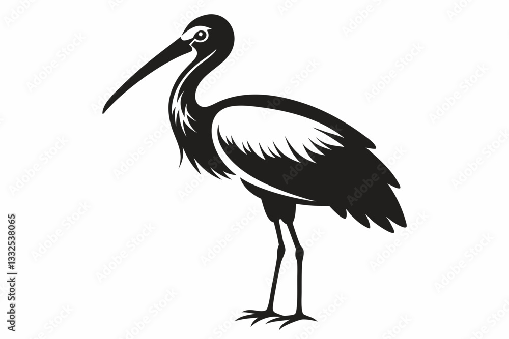 Naklejka premium stork bird line art silhouette vector illustration