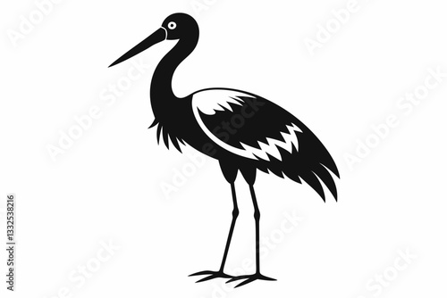 stork bird line art silhouette vector illustration