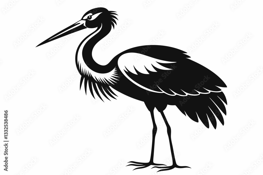 Fototapeta premium stork bird line art silhouette vector illustration