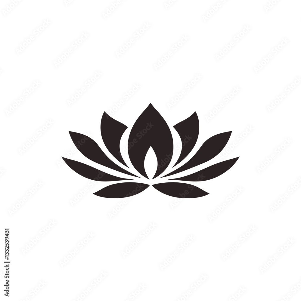 Lotus Flower Silhouette Vector: Minimalist Black Design Symbolizing Purity and Enlightenment Lotus Flower Silhouette Vector: Minimalist Black Design Symbolizing Purity and Enlightenment