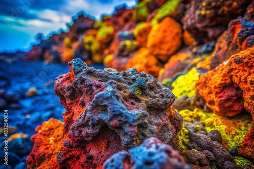 Vesuvius Volcano Macro Photography: Close-up Volcanic Rock Texture, Italy
