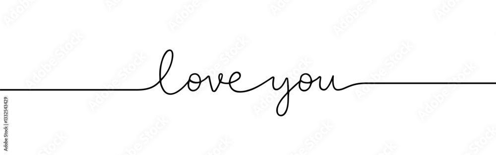 Love you phrase continuous one line drawing with word. Minimalistic drawing of phrase illustration. Love you phrase continuous one line drawing with word. Minimalistic drawing of phrase illustration.