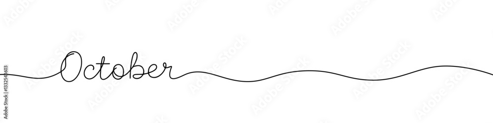 October month inscription continuous one line drawing with word. Minimalistic drawing of phrase illustration. October month inscription continuous one line drawing with word. Minimalistic drawing of phrase illustration.