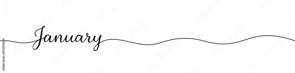 January month continuous one line drawing with word. Minimalistic drawing of phrase illustration. January month continuous one line drawing with word. Minimalistic drawing of phrase illustration.