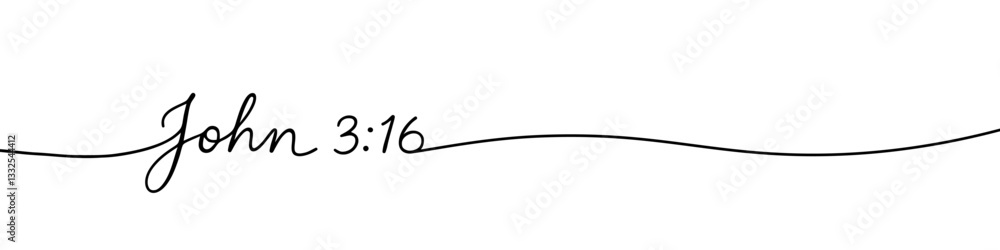 John 3 16 phrase continuous one line drawing with word. Minimalistic drawing of phrase illustration. John 3 16 phrase continuous one line drawing with word. Minimalistic drawing of phrase illustration.