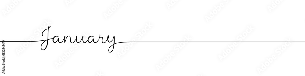 January month continuous one line drawing with word. Minimalistic drawing of phrase illustration. January month continuous one line drawing with word. Minimalistic drawing of phrase illustration.