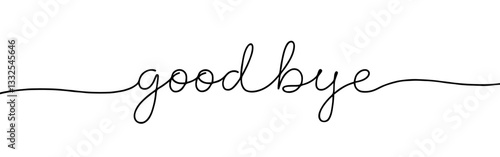 Good bye phrase continuous one line drawing with word. Minimalistic drawing of phrase illustration.