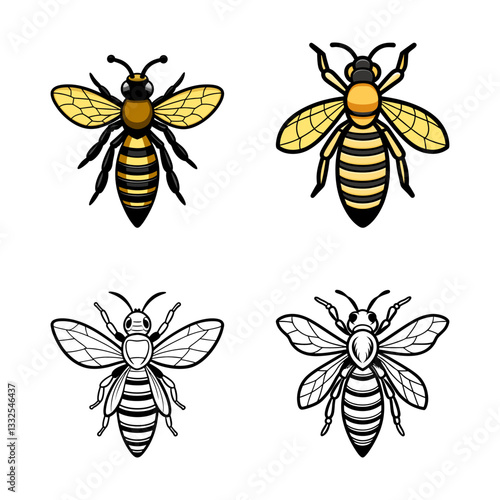 highly detailed realistic bee icon. modern vector bee illustration. sleek polished bee design.
