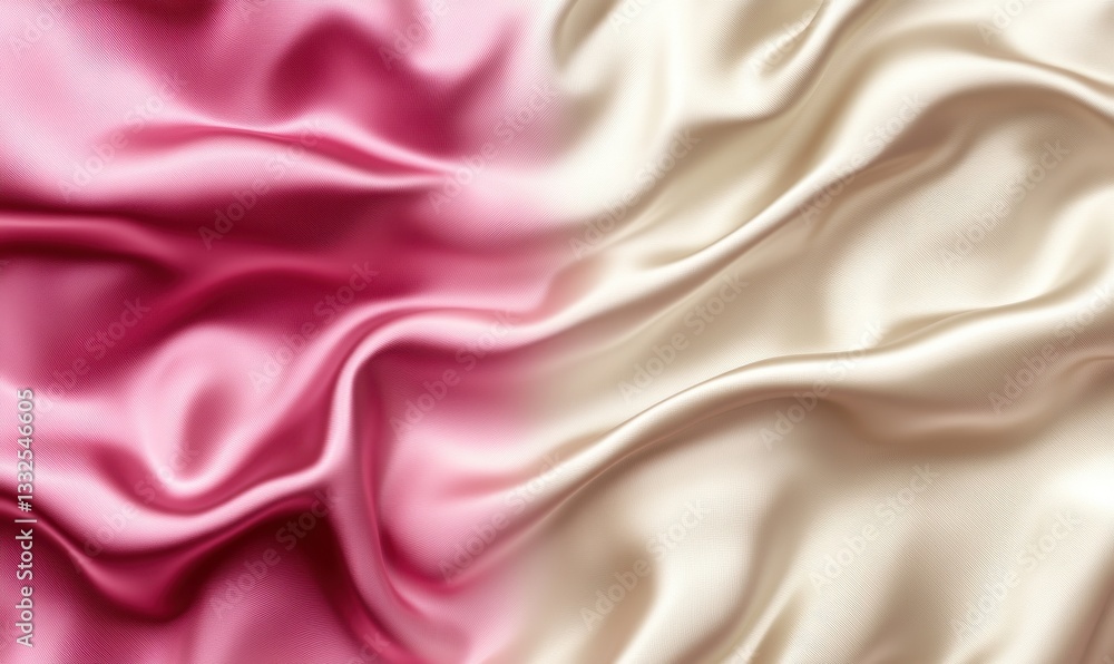Obraz premium Pink and white silk fabric background with elegant, flowing drapes