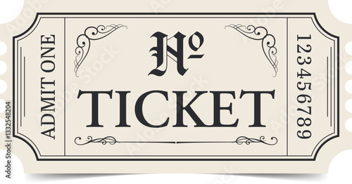 Vintage ticket template on a light background