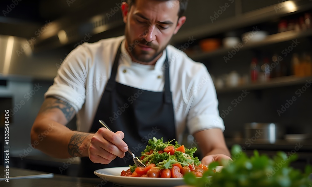 Tattooed Chef Artistic Plating Gourmet Salad with Precision Tattooed Chef Artistic Plating Gourmet Salad with Precision