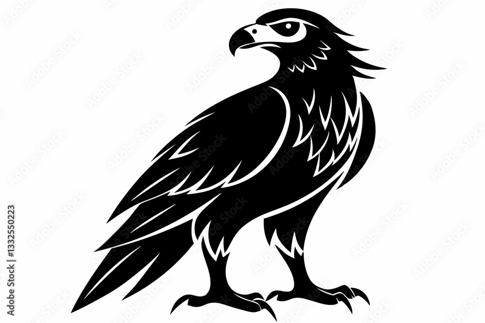 Fototapeta premium buzzard bird line art silhouette vector illustration