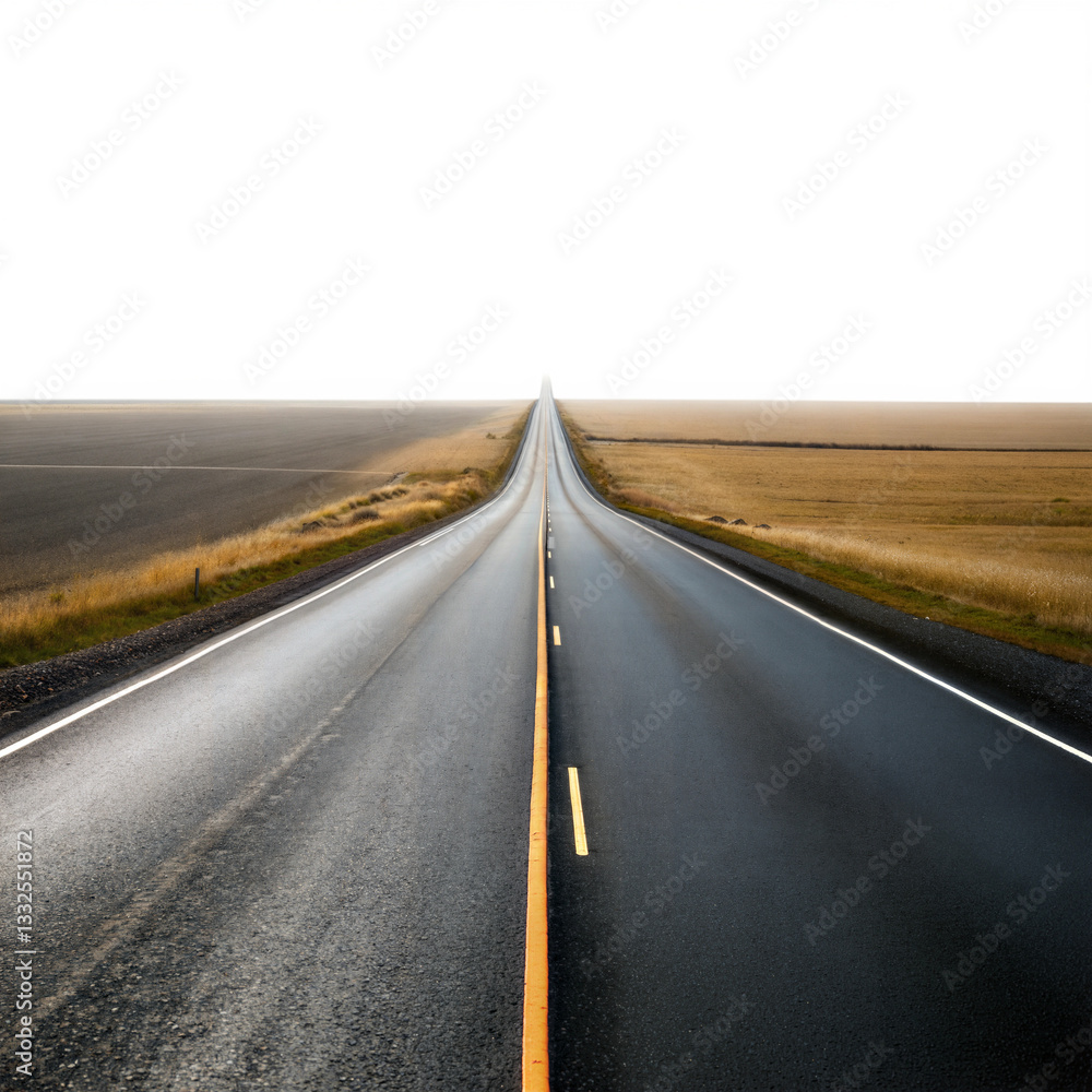 Naklejka premium endless asphalt road journey ahead isolated on white background png