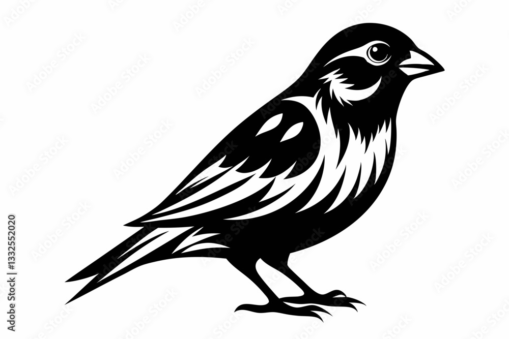 Fototapeta premium finch bird line art silhouette vector illustration