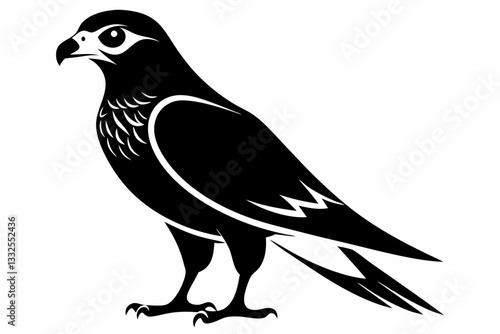 Schilderij op canvas harrier bird line art silhouette vector illustration