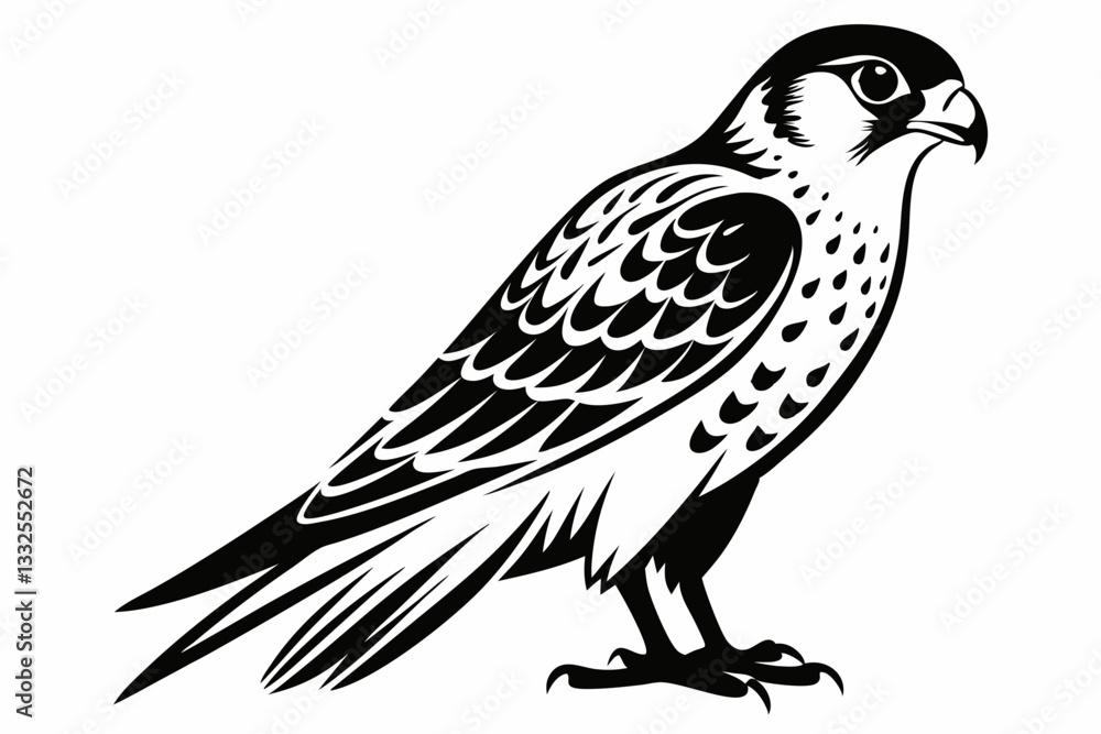 Fototapeta premium kestrel bird line art silhouette vector illustration