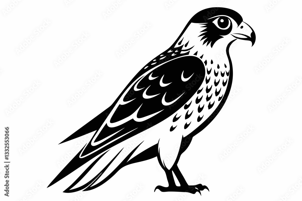 Fototapeta premium kestrel bird line art silhouette vector illustration