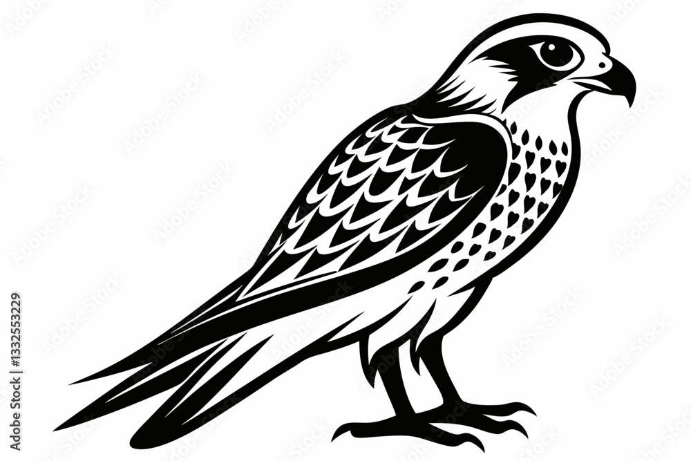 kestrel bird line art silhouette vector illustration