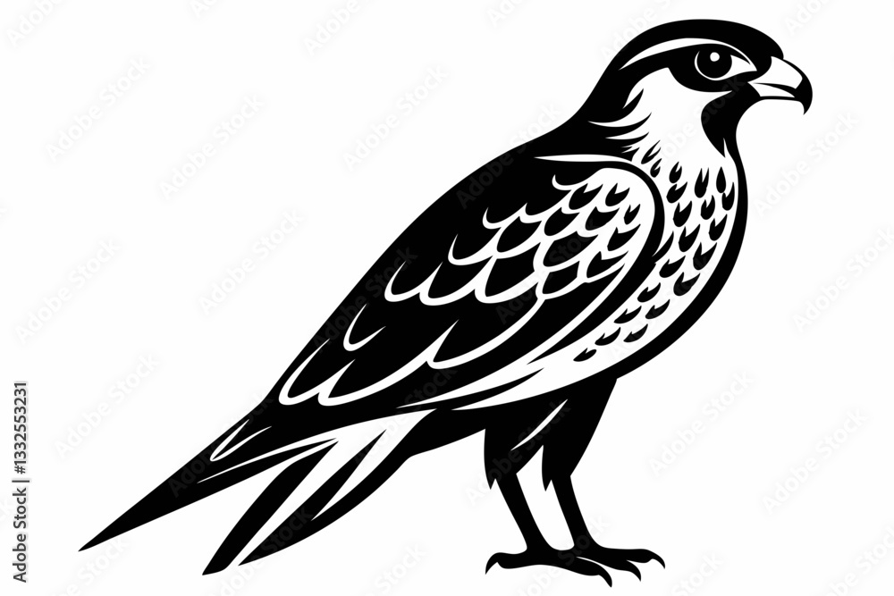 kestrel bird line art silhouette vector illustration