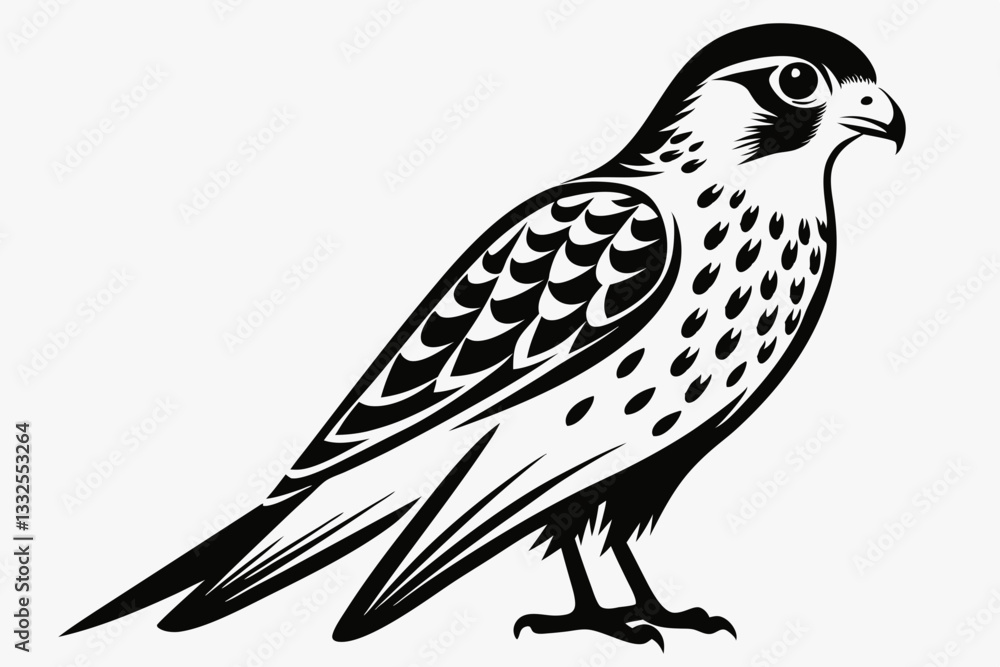 Fototapeta premium kestrel bird line art silhouette vector illustration