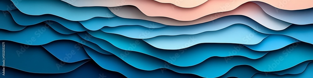 Obraz premium Abstract Blue Wave Pattern: A captivating abstract design of layered blue waves, evoking a sense of fluidity, depth, and artistic expression.