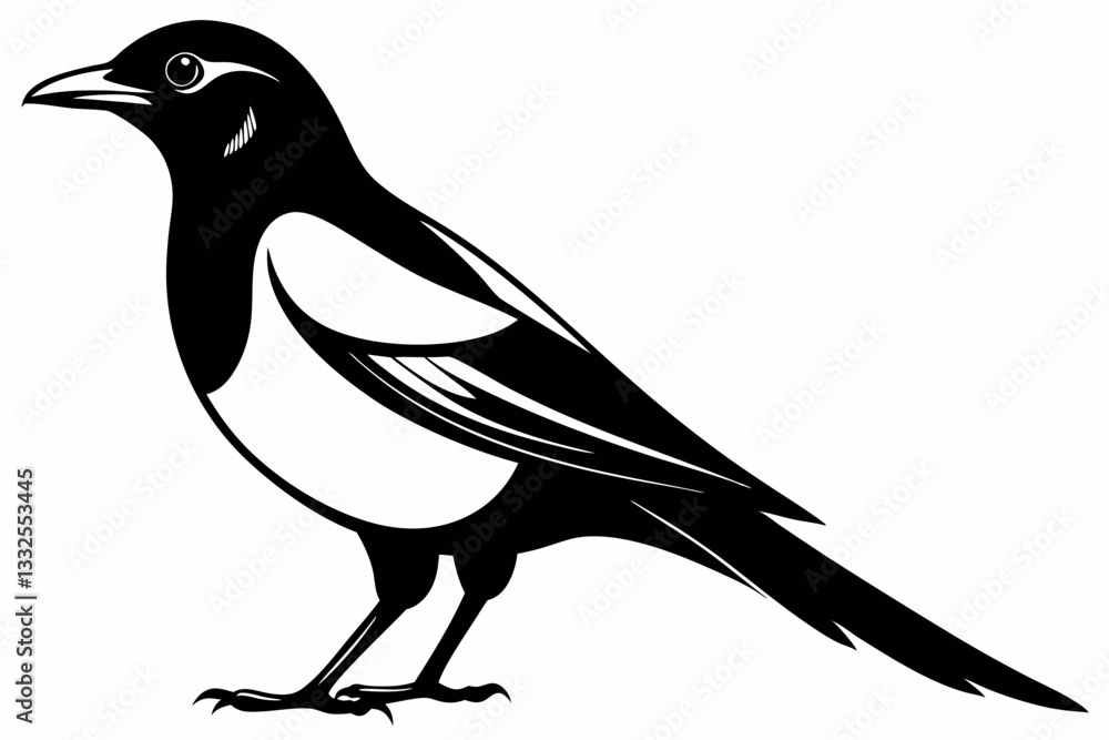 magpie line art silhouette vector illustration magpie line art silhouette vector illustration