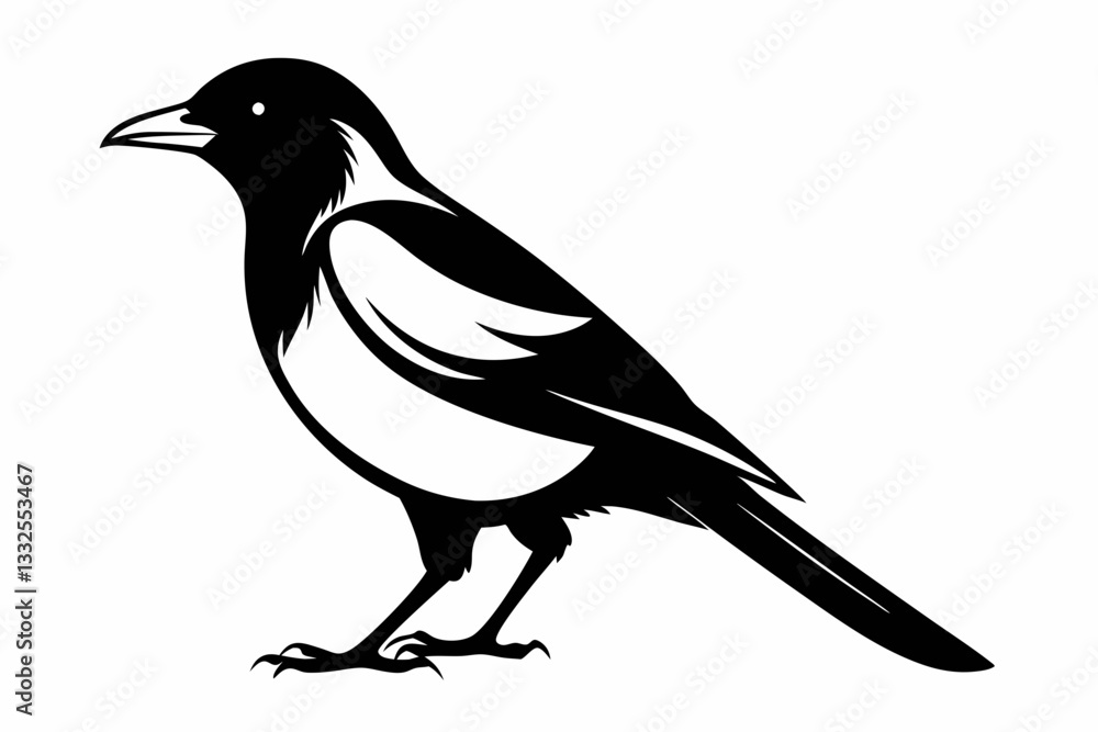 magpie line art silhouette vector illustration magpie line art silhouette vector illustration