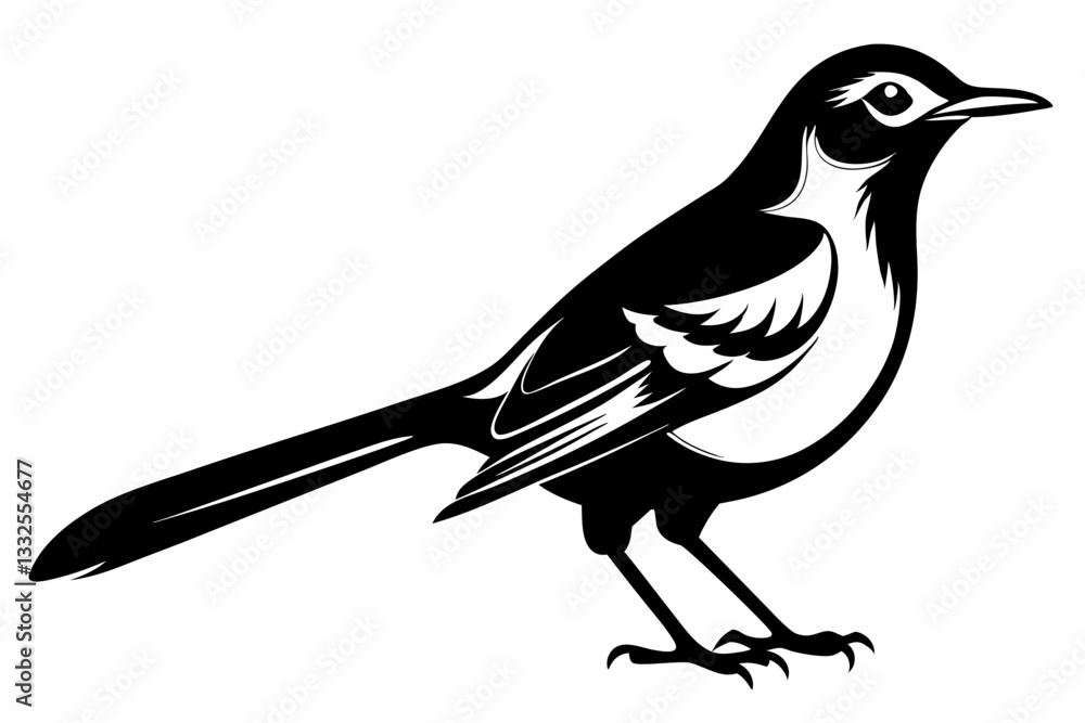 mockingbird line art silhouette vector illustration mockingbird line art silhouette vector illustration