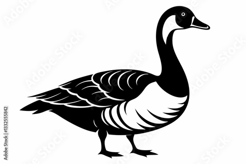  snow goose line art silhouette vector illustration