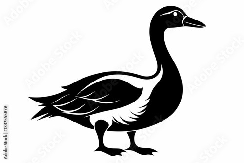  snow goose line art silhouette vector illustration
