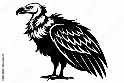 vulture bird line art silhouette vector illustration