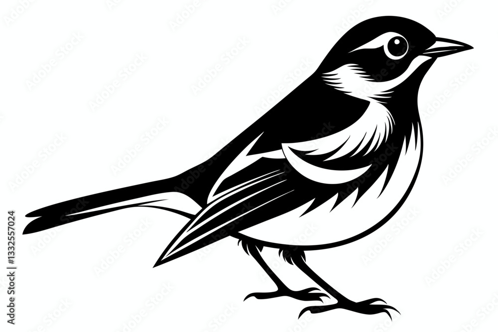 Obraz premium warbler bird line art silhouette vector illustration