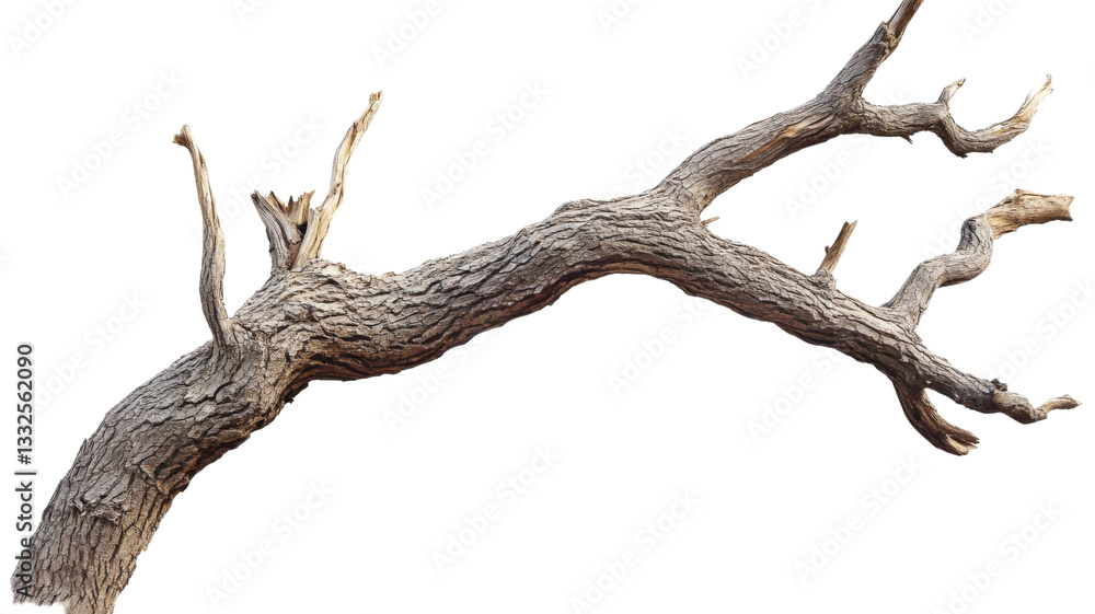 Large dry tree branch with transparent background isolated on alpha channel
