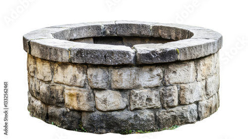 Old stone well preserving history with transparent background