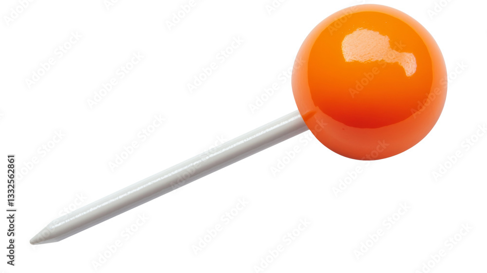 Orange push pin on transparent background, ready for your design Orange push pin on transparent background, ready for your design
